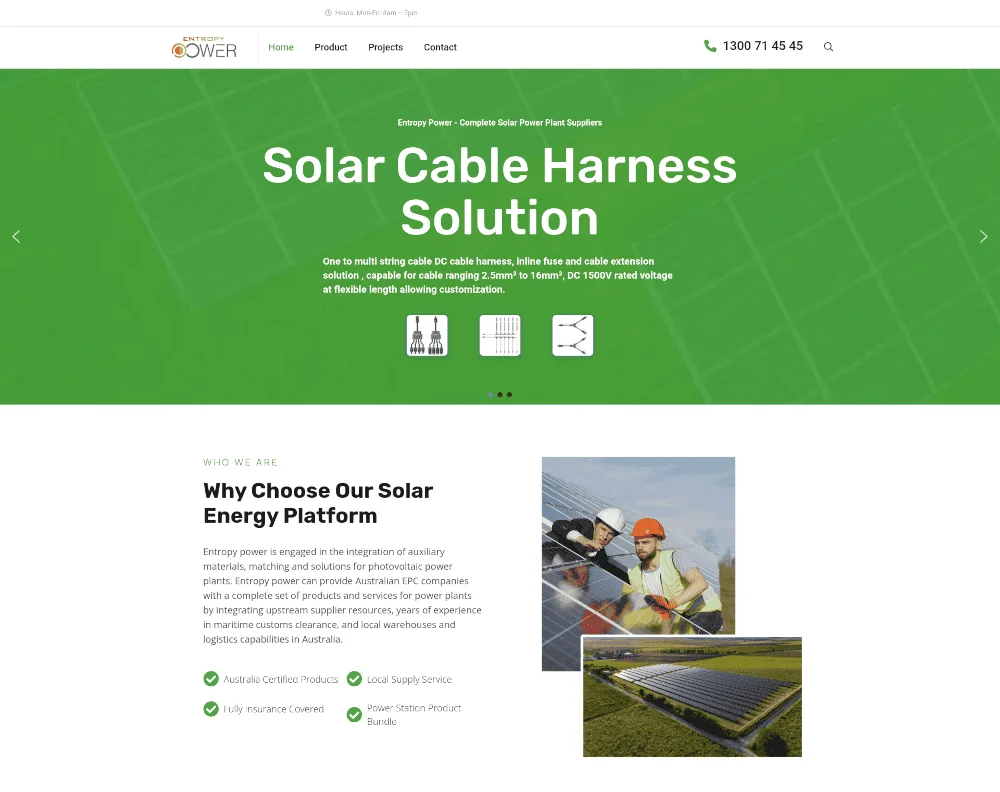 Entropy Power solar website home page