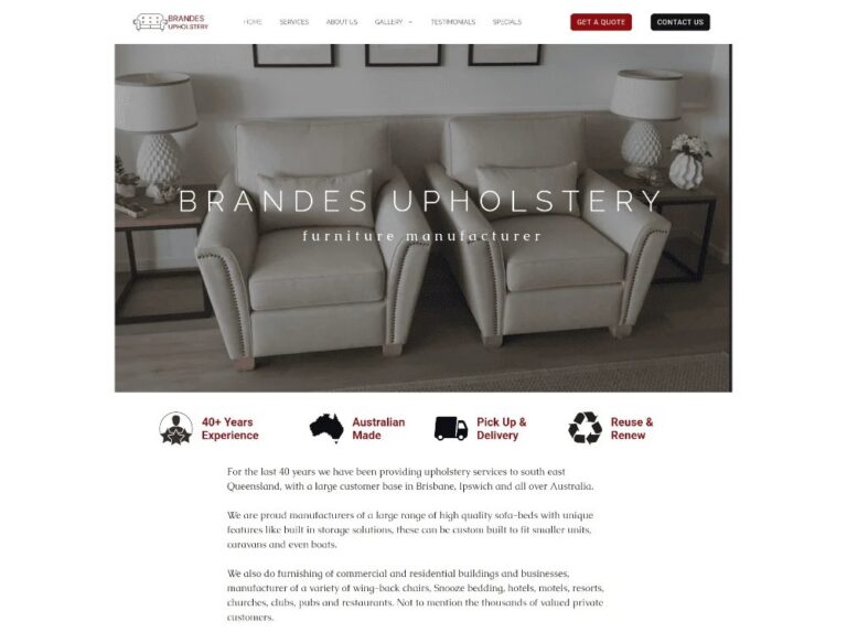 Brandes Upholstery website