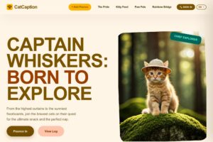 Cat Caption website home page, built by Superuser