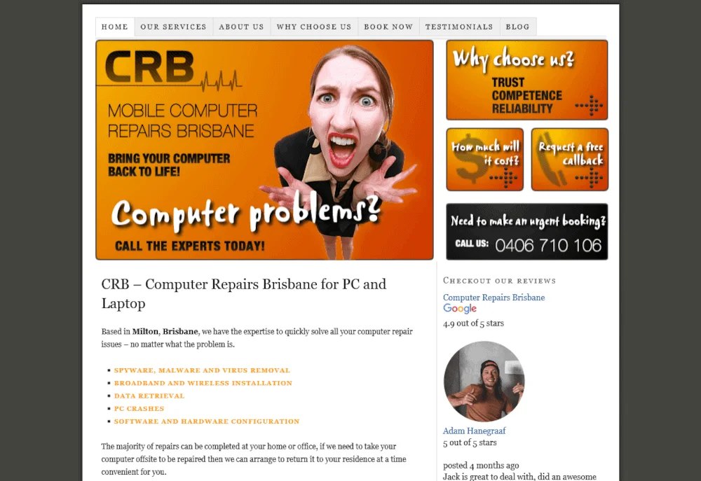 Computer Repairs Brisbane website home page
