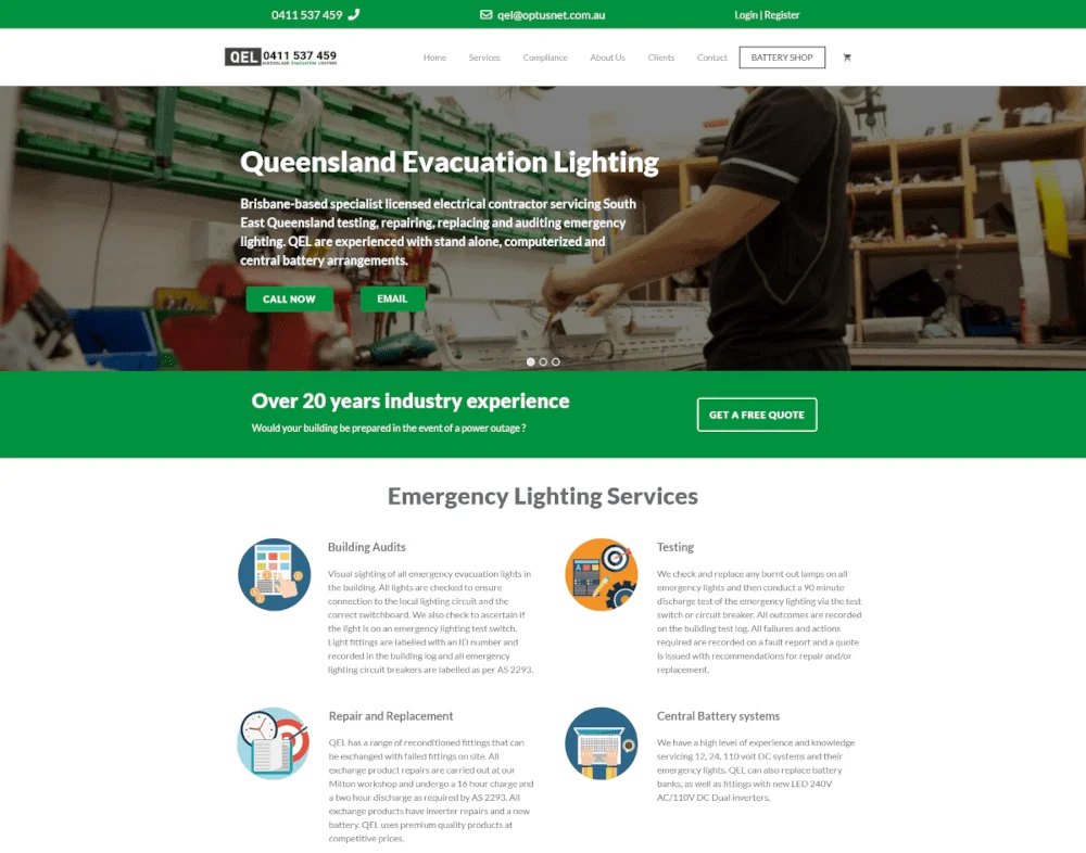 Queensland Evacuation Lighting website home page