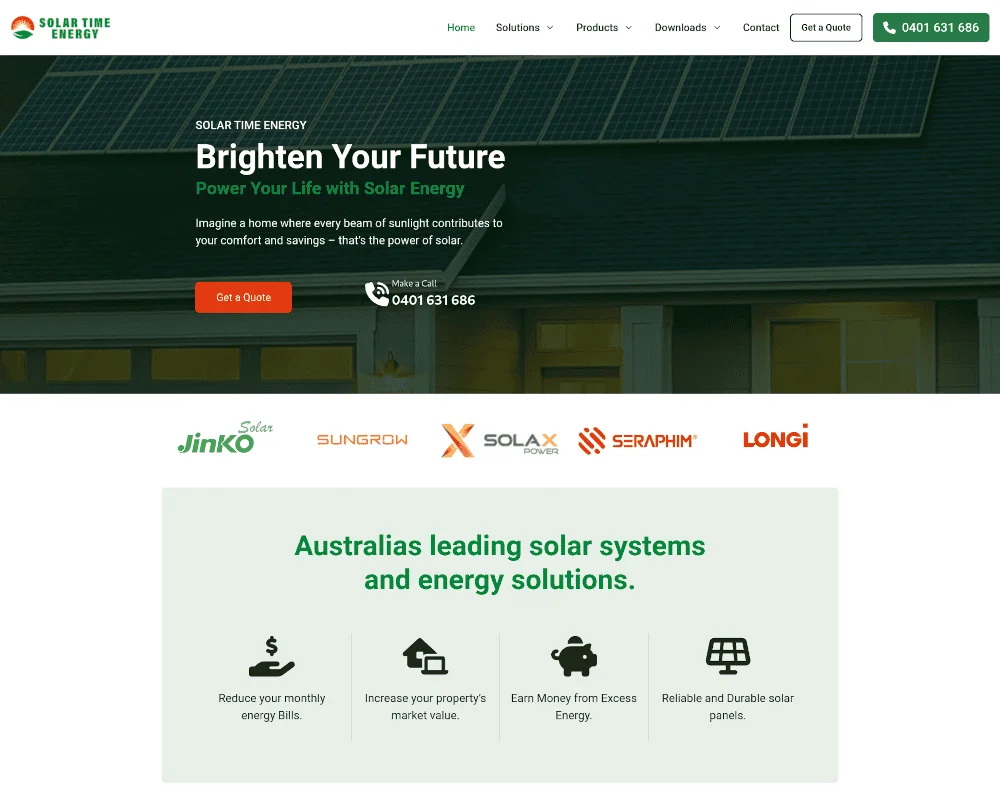 Solar Time Energy website home page