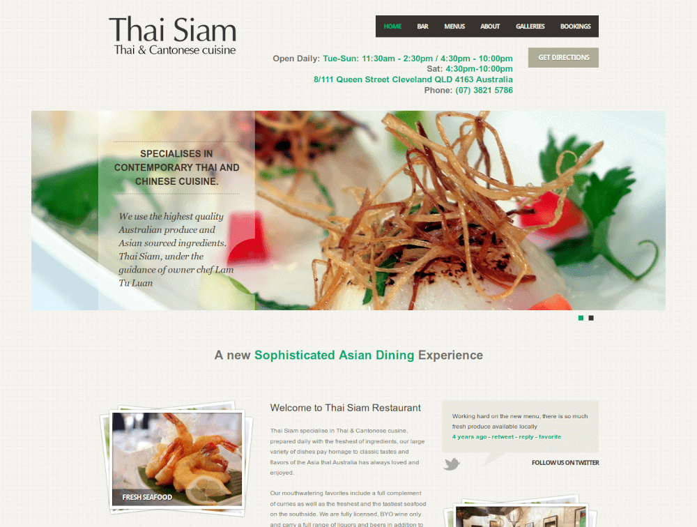 Thai Siam restaurant website, designed by Superuser