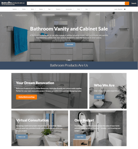 SuperUser Web Design 18 Bathroom Products are Us Website